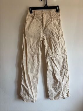Evereve Cream Wide Leg Jeans